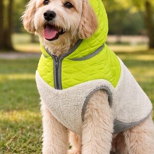 Vibrant Green and Cream Quilted Dog Vest